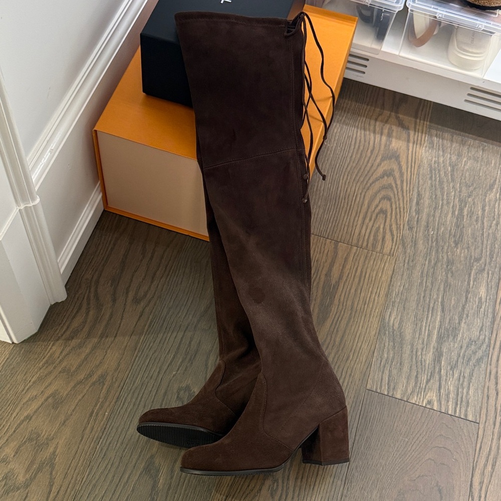 Stuart Weitzman Women’s Over-the-Knee Suede Block Heel Boots - Brown